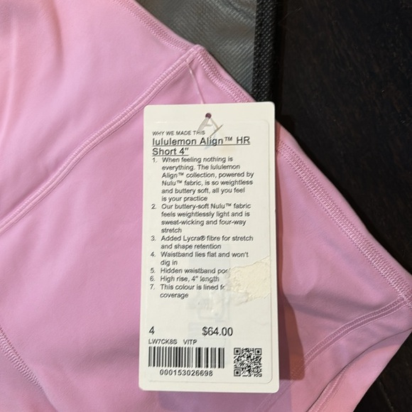 LULULEMON ALIGN HR SHORTS 4” in VITA PINK SZ 4,6,10 NWT - Picture 10 of 16
